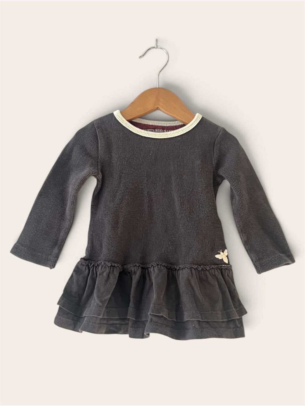 Burt’s Bees Baby Organic Cotton Waffle Knit Dress Charcoal Gray 12M